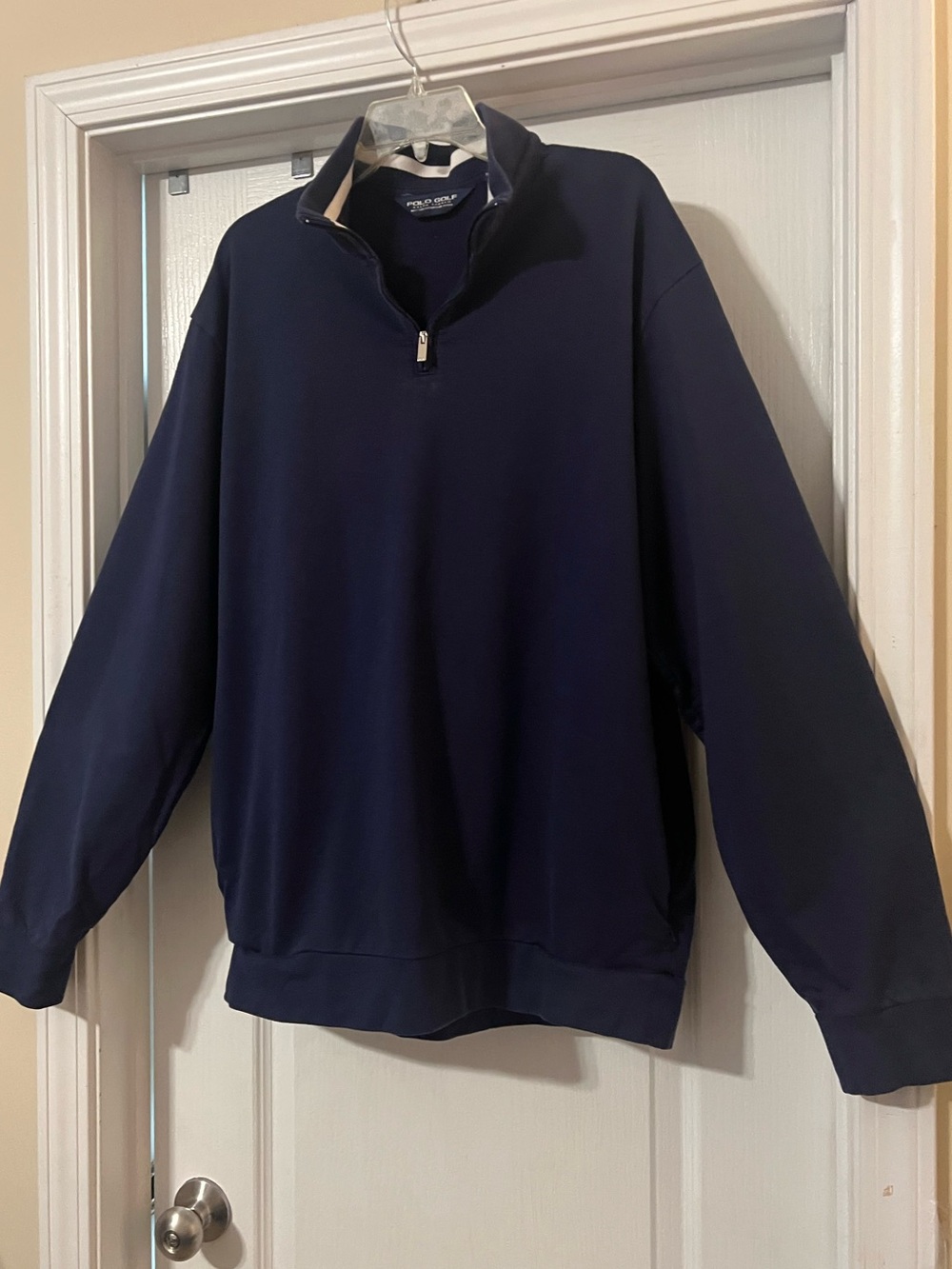 Polo Golf Ralph Lauren Navy Blue Quarter Zip 100% Pima Cotton Pullover Sz XL